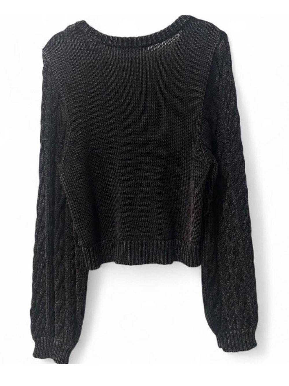 Cable Knit Sweater Cozy Y2K Dark Academia Fisherman Knit Sweater XXL - Picture 6 of 7